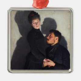 Ein Paar mit Schatten (von Emile Friant) Ornament Aus Metall