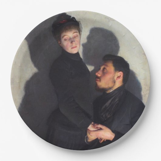 Ein Paar mit Schatten (von Emile Friant) Pappteller (Vorderseite)