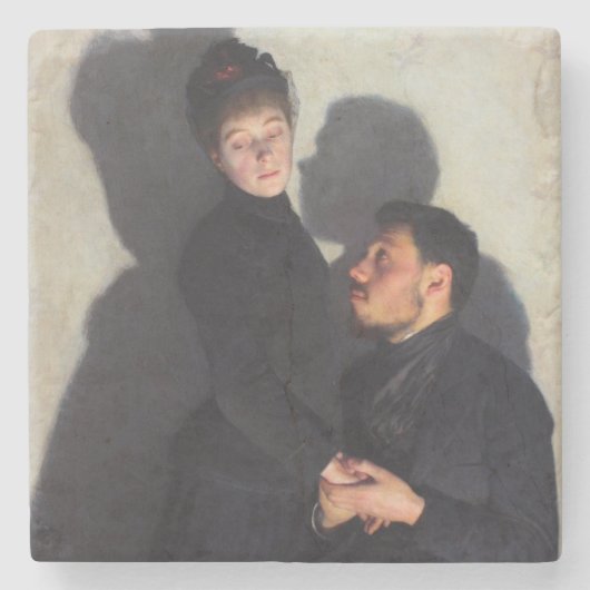 Ein Paar mit Schatten (von Emile Friant) Steinuntersetzer (Vorderseite)