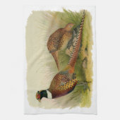 Ein Paar necked Fasane des Ringes auf einem Geschirrtuch (Vertikal)