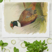 Ein Paar necked Fasane des Ringes auf einem Geschirrtuch (Gefaltet)