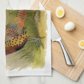 Ein Paar necked Fasane des Ringes auf einem Geschirrtuch (Viertel Falte)