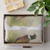 Ein Paar necked Fasane des Ringes auf einem Seidenpapier (Geschenk)