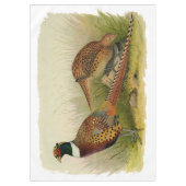 Ein Paar necked Fasane des Ringes auf einem Tischdecke (Vorderseite)