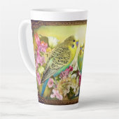 Ein Paar Niedlicher Parakets mit benutzerdefinierb Milchtasse (Linke Ecke)