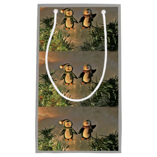 Ein Paar Pinguine Kleine Geschenktüte (Vorderseite)
