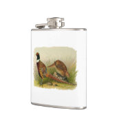 Ein Paar Ring mit halshaltigem Fasan in einem Gras Flachmann (Links)