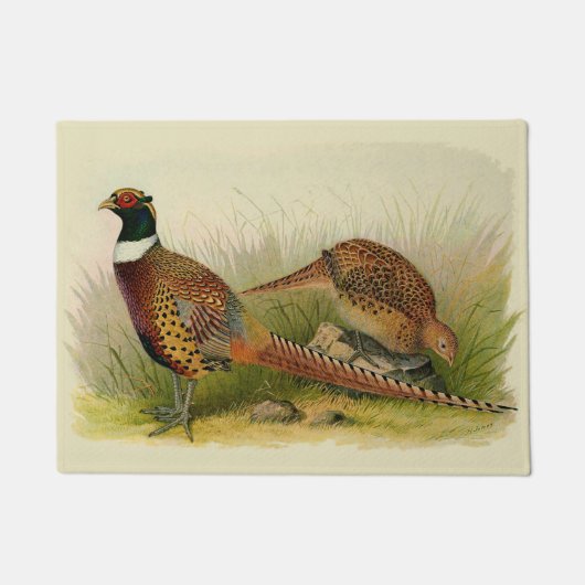 Ein Paar Ring mit halshaltigem Fasan in einem Gras Fußmatte (Vorderseite)