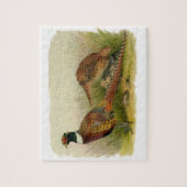 Ein Paar Ring mit halshaltigem Fasan in einem Gras Puzzle (Vertikal)