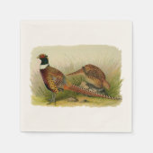 Ein Paar Ring mit halshaltigem Fasan in einem Gras Serviette (Vorderseite)