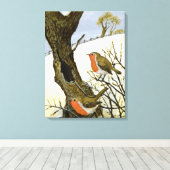 Ein Paar Robins Leinwanddruck (Insitu (Holzboden))