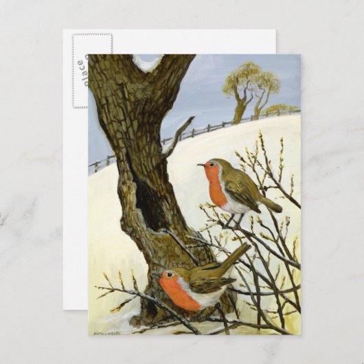 Ein Paar Robins Postkarte (Vorne/Hinten)