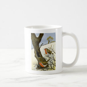 Ein Paar Rotkehlchen Kaffeetasse