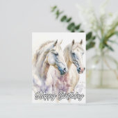 Ein Paar schöne Pferde Illustration Postkarte (Stehend Vorderseite)