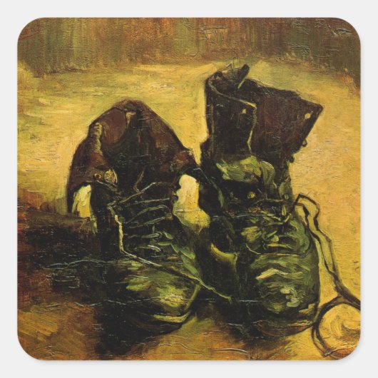 Ein Paar Schuhe von Vincent van Gogh Quadratischer Aufkleber (Vorderseite)