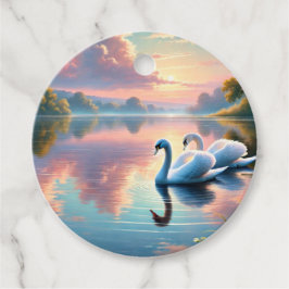 Ein Paar Schwäne, die auf einem ruhigen See gleite Geschenkanhänger