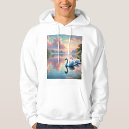 Ein Paar Schwäne, die auf einem ruhigen See gleite Hoodie
