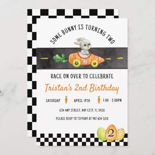 Ein paar Sonnenstrahlen drehen zwei, Osterhasen Einladung (Vorne/Hinten)