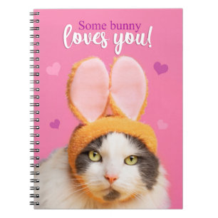 Ein paar sonnige Lieben Du Funny Cat in Bunny Ears Notizblock