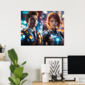 Ein Paar Stehend gegen unscharfe Lichter Poster (Heimbüro)