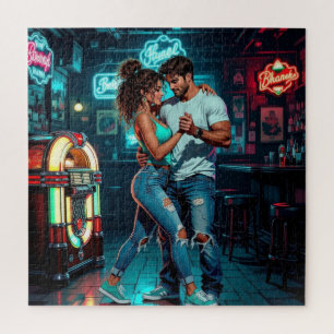 Ein Paar tanzt in einer Bar   Comic-Hyperrealist  Puzzle