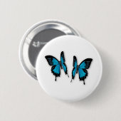 Ein Paar tropisch blauer Schmetterlinge Button (Vorne & Hinten)