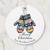 Ein Paar von gemütlich gezinkten Winterhalbkugeln  Geschenkanhänger (Vorderseite)