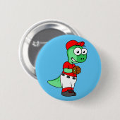 Ein Pachycephalosaurus Baseball Pitcher. Button (Vorne & Hinten)