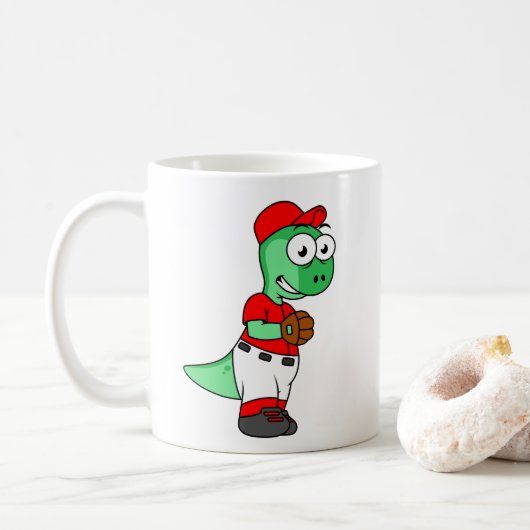 Ein Pachycephalosaurus Baseball Pitcher. Kaffeetasse (Mit Donut)
