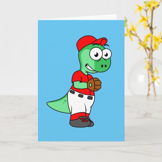 Ein Pachycephalosaurus Baseball Pitcher. Karte (Gelbe Blume)