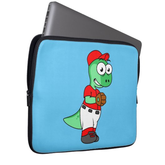 Ein Pachycephalosaurus Baseball Pitcher. Laptopschutzhülle (Vorne Rechts)