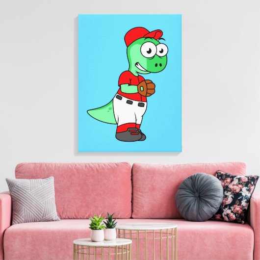 Ein Pachycephalosaurus Baseball Pitcher. Leinwanddruck (Insitu (Wohnzimmer))