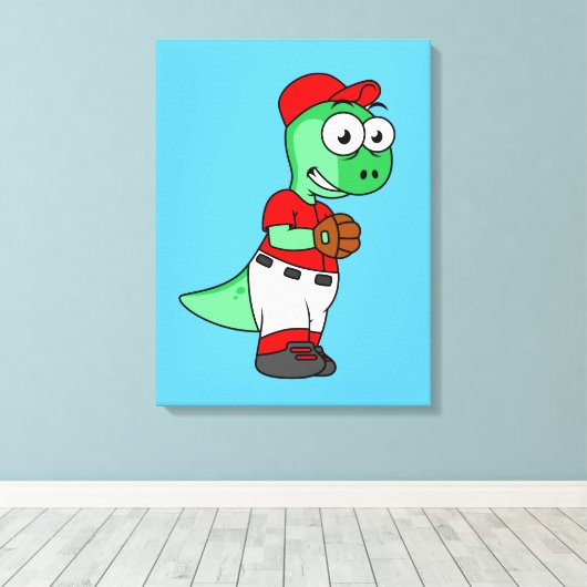 Ein Pachycephalosaurus Baseball Pitcher. Leinwanddruck (Insitu (Holzboden))