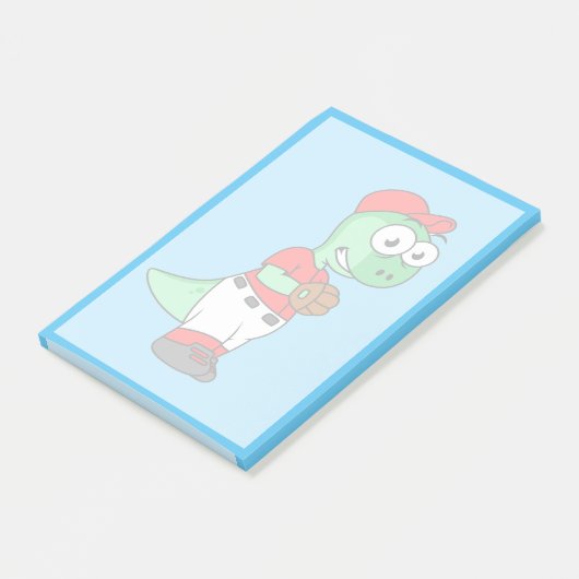 Ein Pachycephalosaurus Baseball Pitcher. Post-it Klebezettel (angewinkelt)