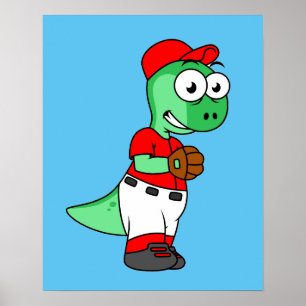 Ein Pachycephalosaurus Baseball Pitcher. Poster
