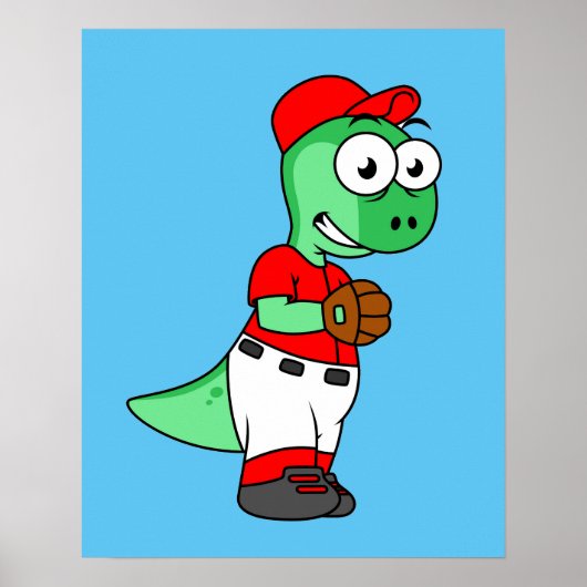 Ein Pachycephalosaurus Baseball Pitcher. Poster (Vorne)