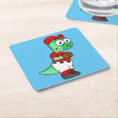 Ein Pachycephalosaurus Baseball Pitcher. Rechteckiger Pappuntersetzer (angewinkelt)