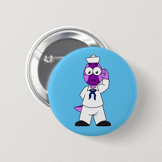 Ein Pachycephalosaurus Dinosaur Marine Sailor. Button (Vorne & Hinten)