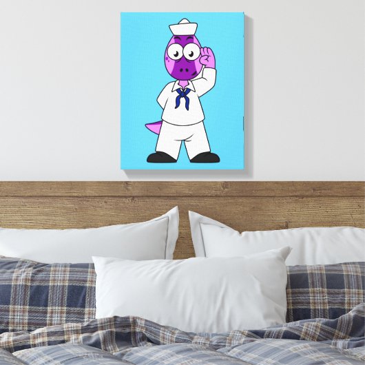 Ein Pachycephalosaurus Dinosaur Marine Sailor. Leinwanddruck (Insitu (Schlafzimmer))