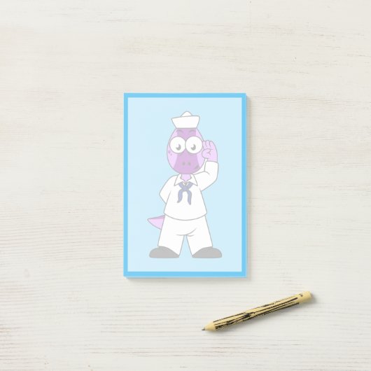 Ein Pachycephalosaurus Dinosaur Marine Sailor. Post-it Klebezettel (Auf Schreibtisch)