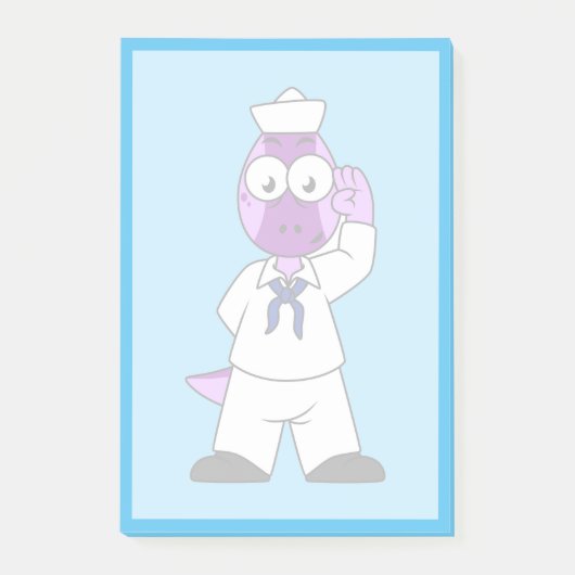 Ein Pachycephalosaurus Dinosaur Marine Sailor. Post-it Klebezettel (Vorderseite)