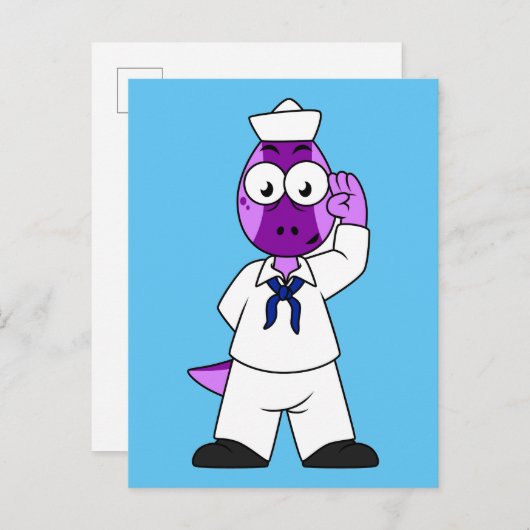 Ein Pachycephalosaurus Dinosaur Marine Sailor. Postkarte (Vorne/Hinten)