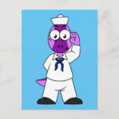 Ein Pachycephalosaurus Dinosaur Marine Sailor. Postkarte (Vorderseite)