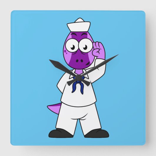 Ein Pachycephalosaurus Dinosaur Marine Sailor. Quadratische Wanduhr (Vorderseite)