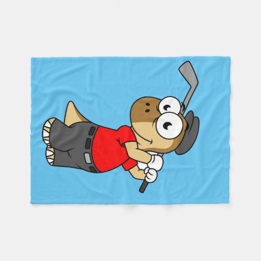 Ein Pachycephalosaurus Dinosaurier Playing Golf. Fleecedecke (Vorderseite (Horizontal))