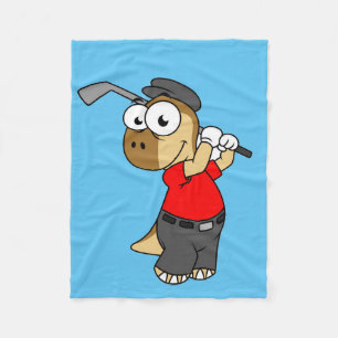 Ein Pachycephalosaurus Dinosaurier Playing Golf. Fleecedecke