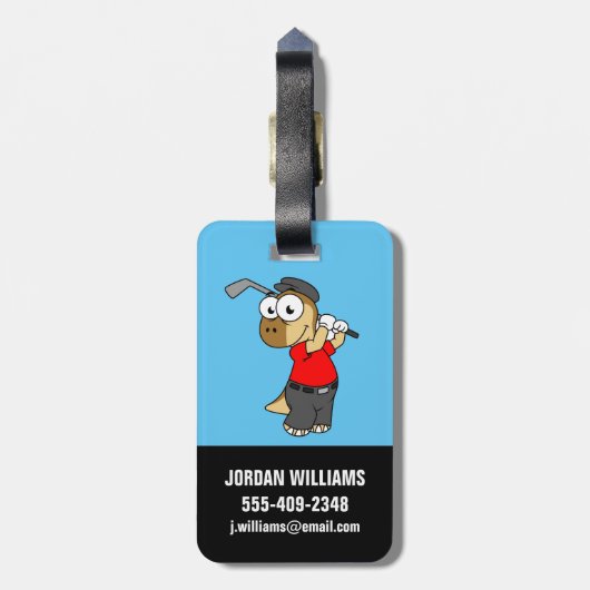 Ein Pachycephalosaurus Dinosaurier Playing Golf. Gepäckanhänger (Rückseite vertikal)