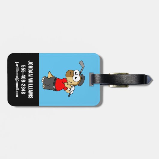 Ein Pachycephalosaurus Dinosaurier Playing Golf. Gepäckanhänger (Rückseite horizontal)