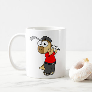 Ein Pachycephalosaurus Dinosaurier Playing Golf. Kaffeetasse