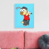 Ein Pachycephalosaurus Dinosaurier Playing Golf. Leinwanddruck (Insitu (Wohnzimmer))